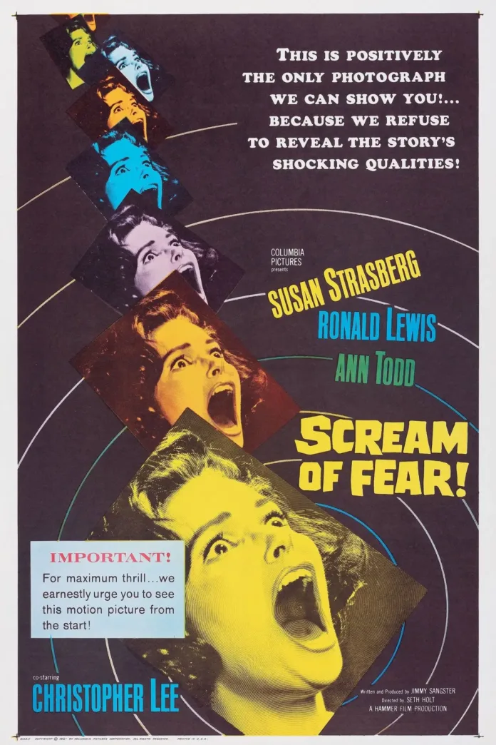Αφίσα της ταινίας «Η Κραυγή του Φόβου» (Scream of Fear, 1961) – κλασικό ψυχολογικό θρίλερ τρόμου.