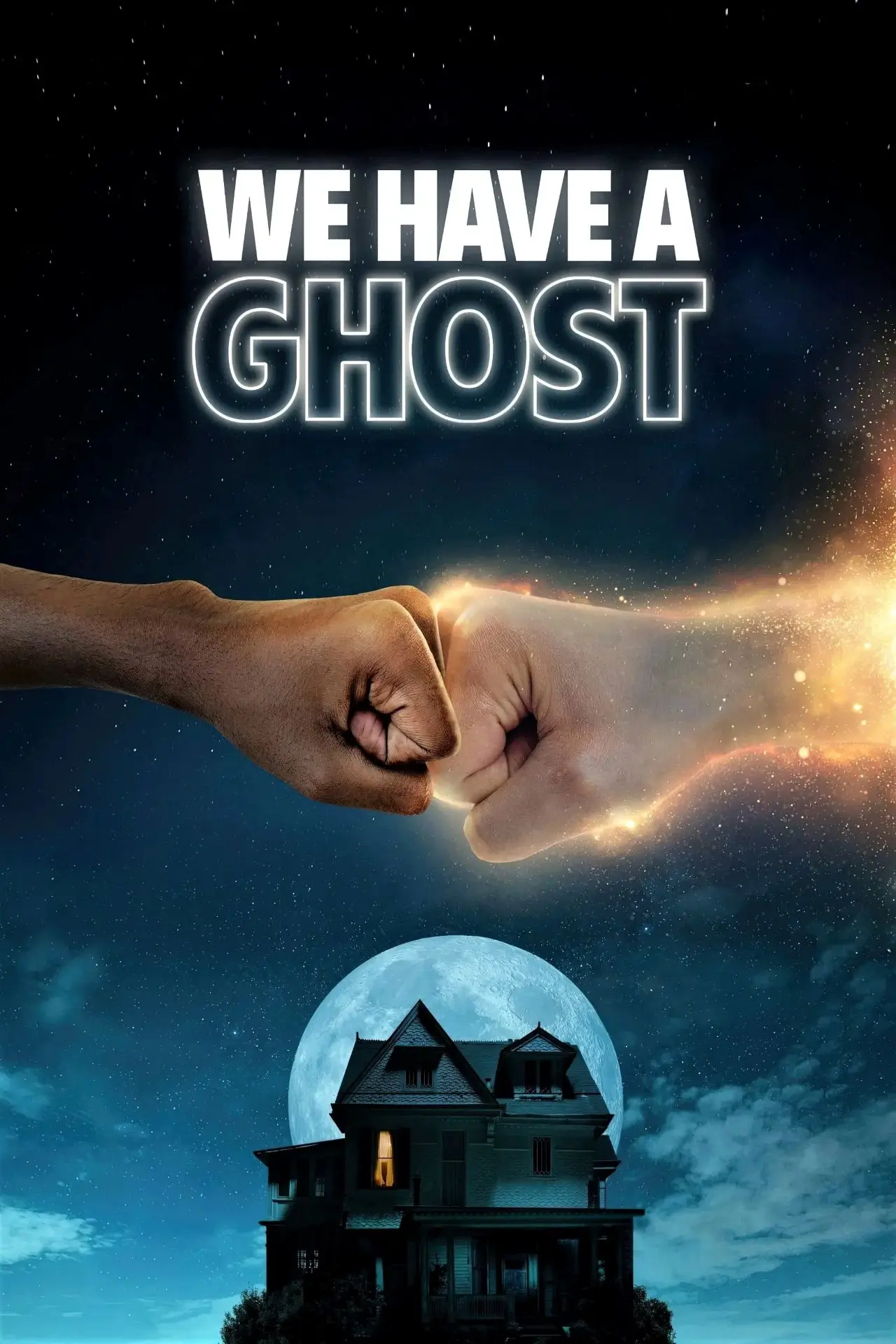 Αφίσα ταινίας Έχουμε Ένα Φάντασμα (We Have a Ghost) 2023 με τον πρωταγωνιστή και το φάντασμα.
