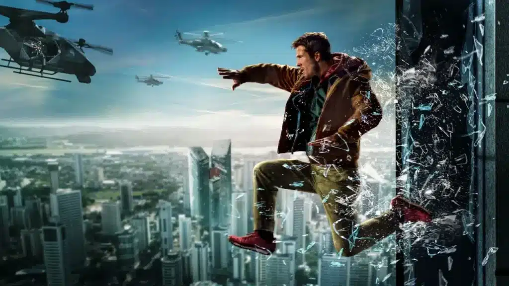 Άλμα από κτίριο σε πόλη. The Running Man (2025).